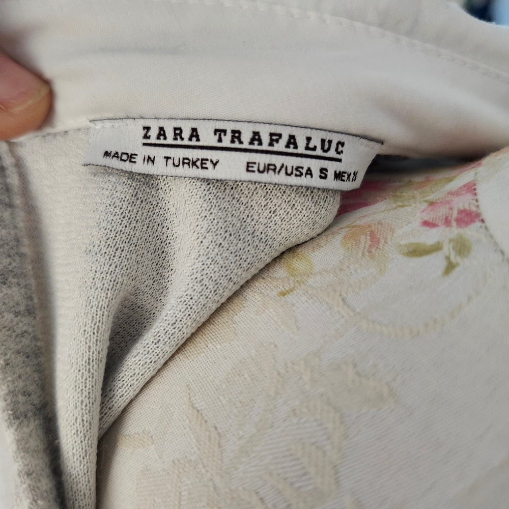 Zara Light Gray Midi Shift Dress with White Mock Collar - Picture 6 of 6
